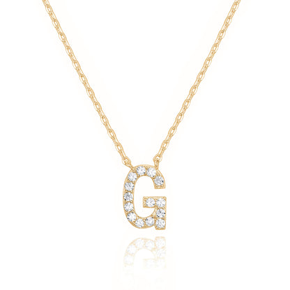 PAVOI 14K White Gold Plated Cubic Zirconia Initial Necklace | Letter Dainty Necklaces for Women