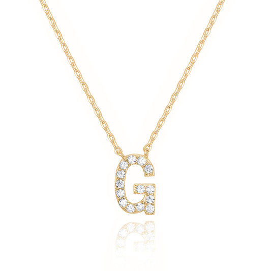 PAVOI 14K White Gold Plated Cubic Zirconia Initial Necklace | Letter Dainty Necklaces for Women
