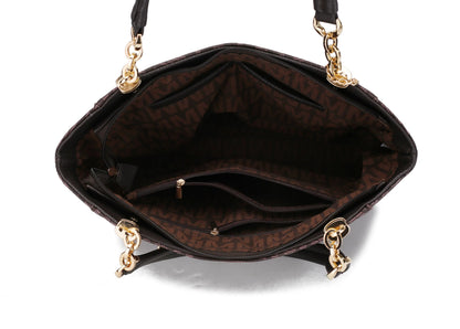 MKF Collection Signature Tote Bag for Women, Shoulder bag Vegan Leather Top-Handle Handbag Purse