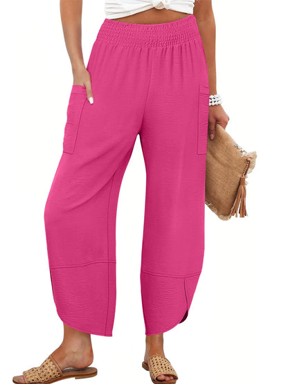 ANRABESS Womens Wide Leg Palazzo Capri Pants 2025 Summer Casual Loose High Waisted Lounge Flowy Cropped Beach Work Trousers