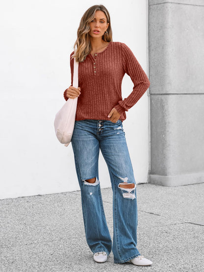 AUTOMET Long Sleeve Henley Shirts Women's Business Casual Lightweight Tunic Sweater Tops