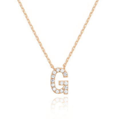 PAVOI 14K White Gold Plated Cubic Zirconia Initial Necklace | Letter Dainty Necklaces for Women