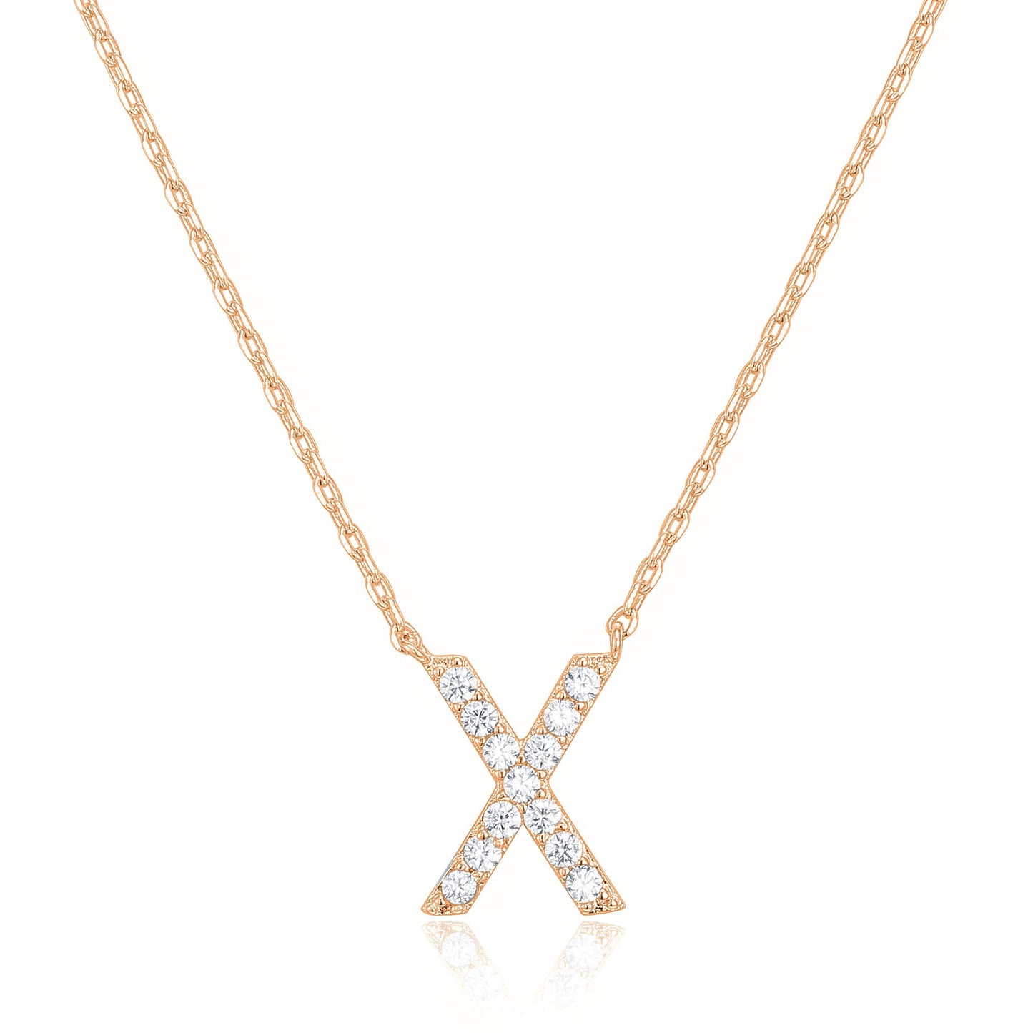 PAVOI 14K White Gold Plated Cubic Zirconia Initial Necklace | Letter Dainty Necklaces for Women