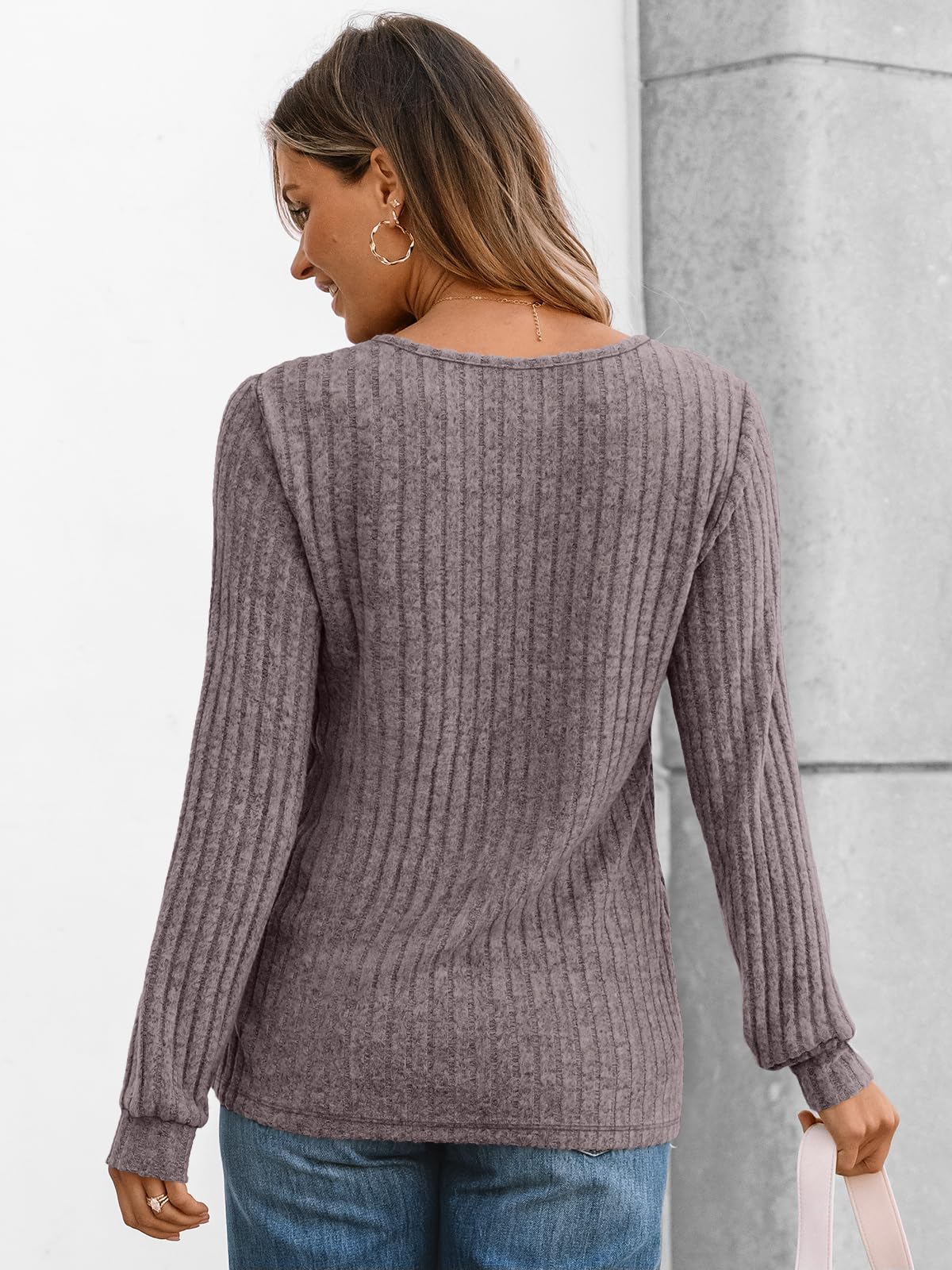 AUTOMET Long Sleeve Henley Shirts Women's Business Casual Lightweight Tunic Sweater Tops