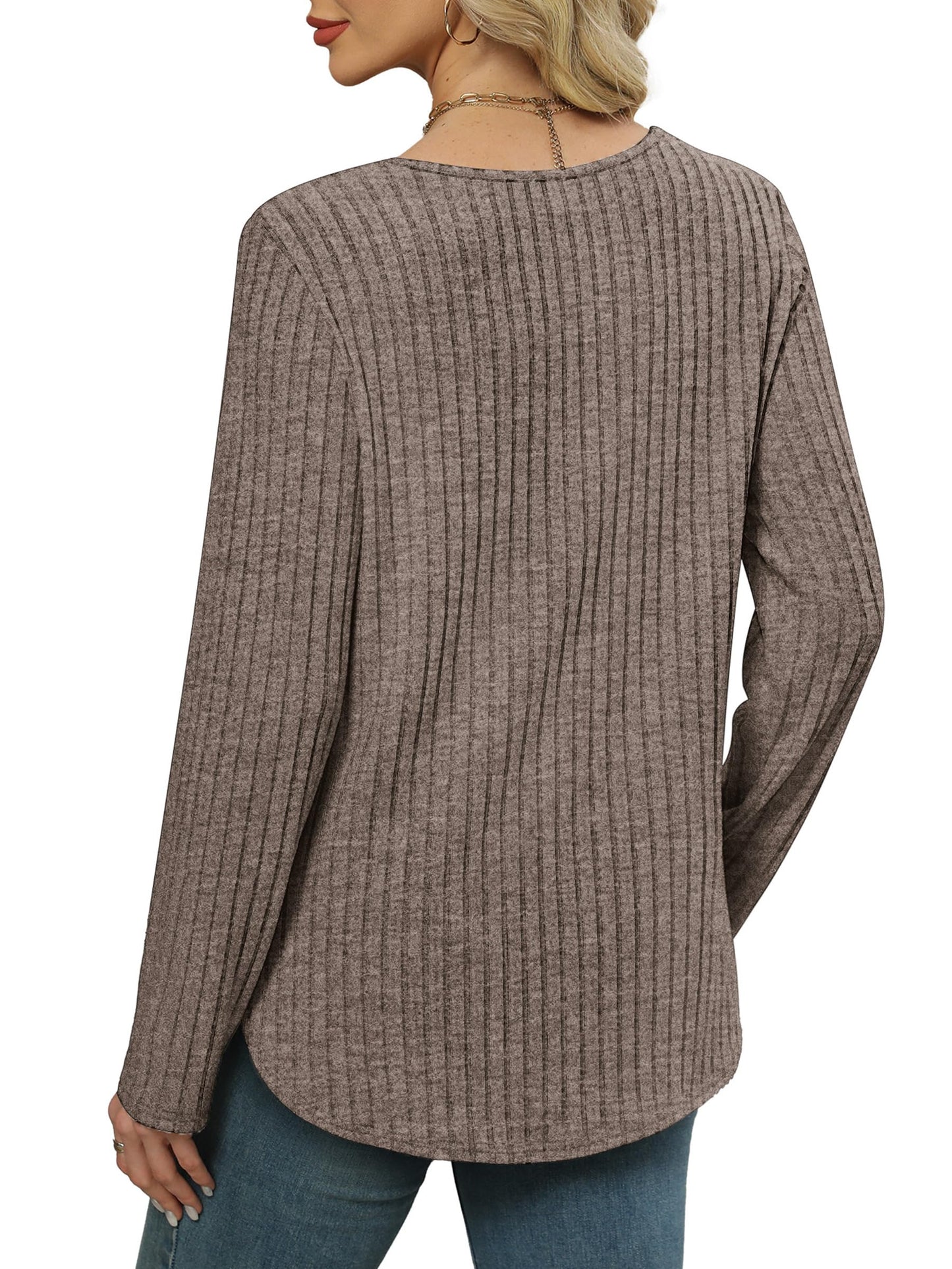 WIHOLL Long Sleeve Shirts for Women V Neck Tops Tunic Fall Winter Sweaters 2025 Clothes