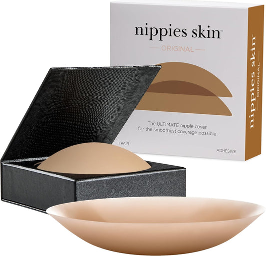 Nippies Nipple Covers for Women - Sticky Adhesive Silicone Pasties - Reusable Pasty Nipple Cover with Travel Box