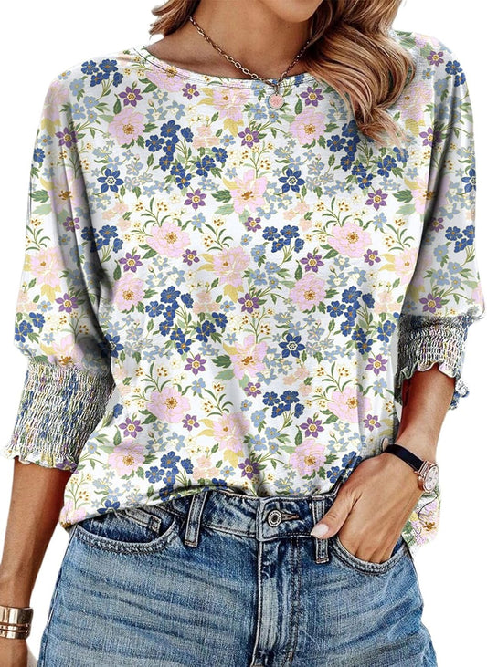 Dokotoo Women's 2025 Fashion Tops 3/4 Sleeve T-Shirts Cute Crewneck Basic Business Tees Blouses