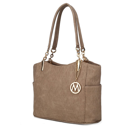MKF Collection Signature Tote Bag for Women, Shoulder bag Vegan Leather Top-Handle Handbag Purse