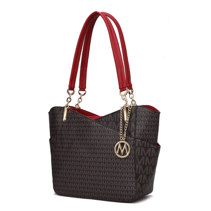 MKF Collection Signature Tote Bag for Women, Shoulder bag Vegan Leather Top-Handle Handbag Purse