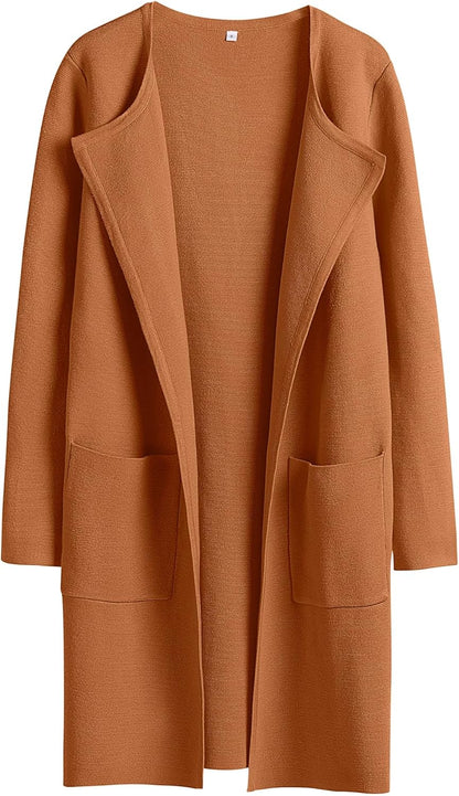 ANRABESS Womens Cardigan Sweater Open Front Knit Long Coatigan Dressy Casual Jacket Coat 2025 Fall Outfits Classy Clothes