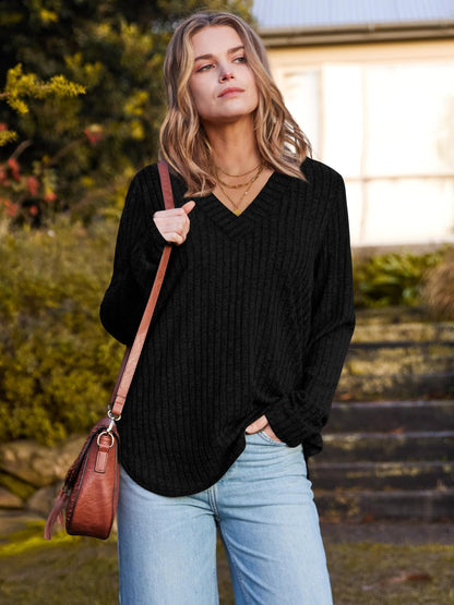 WIHOLL Long Sleeve Shirts for Women V Neck Tops Tunic Fall Winter Sweaters 2025 Clothes