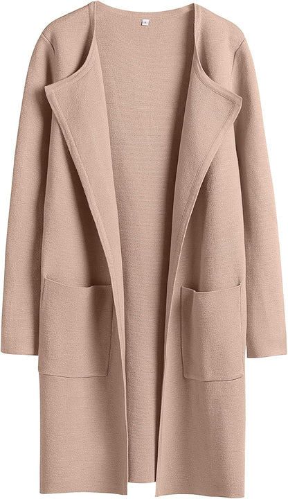 ANRABESS Womens Cardigan Sweater Open Front Knit Long Coatigan Dressy Casual Jacket Coat 2025 Fall Outfits Classy Clothes