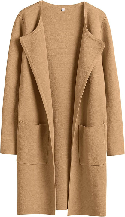 ANRABESS Womens Cardigan Sweater Open Front Knit Long Coatigan Dressy Casual Jacket Coat 2025 Fall Outfits Classy Clothes