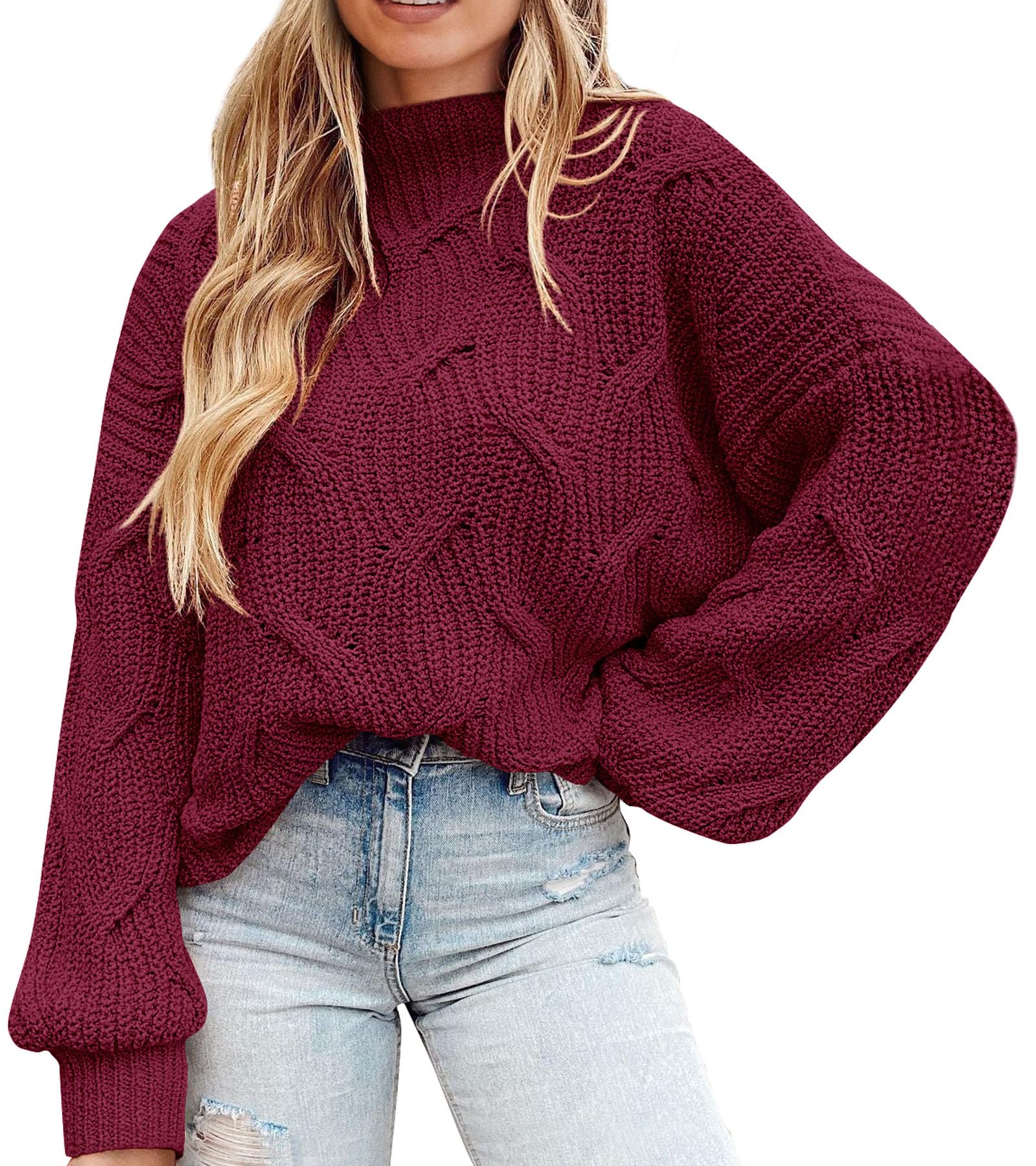 PRETTYGARDEN Women's Fall Oversized Pullover Sweaters Casual Crewneck Long Sleeve Chunky Cable Knit Blouse Top