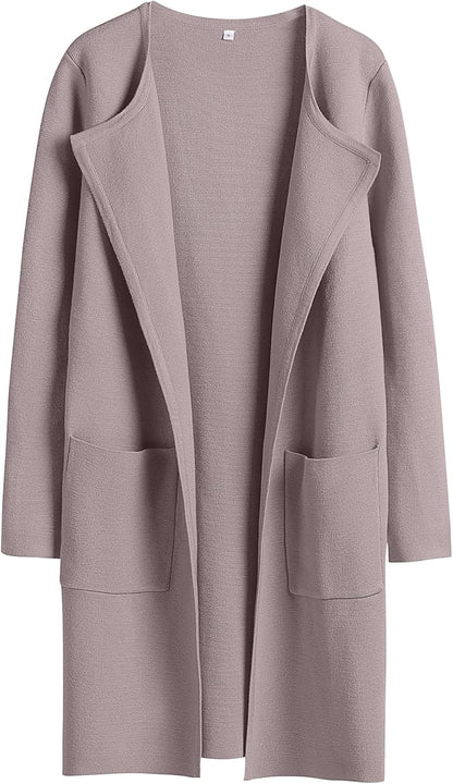 ANRABESS Womens Cardigan Sweater Open Front Knit Long Coatigan Dressy Casual Jacket Coat 2025 Fall Outfits Classy Clothes