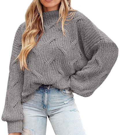 PRETTYGARDEN Women's Fall Oversized Pullover Sweaters Casual Crewneck Long Sleeve Chunky Cable Knit Blouse Top