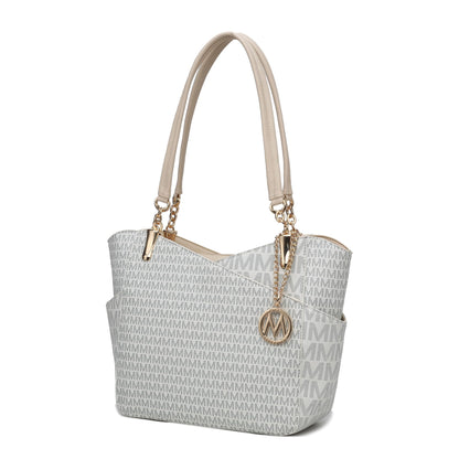 MKF Collection Signature Tote Bag for Women, Shoulder bag Vegan Leather Top-Handle Handbag Purse