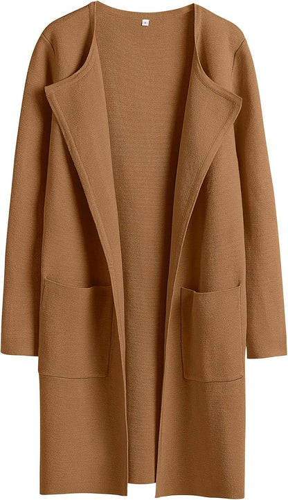 ANRABESS Womens Cardigan Sweater Open Front Knit Long Coatigan Dressy Casual Jacket Coat 2025 Fall Outfits Classy Clothes