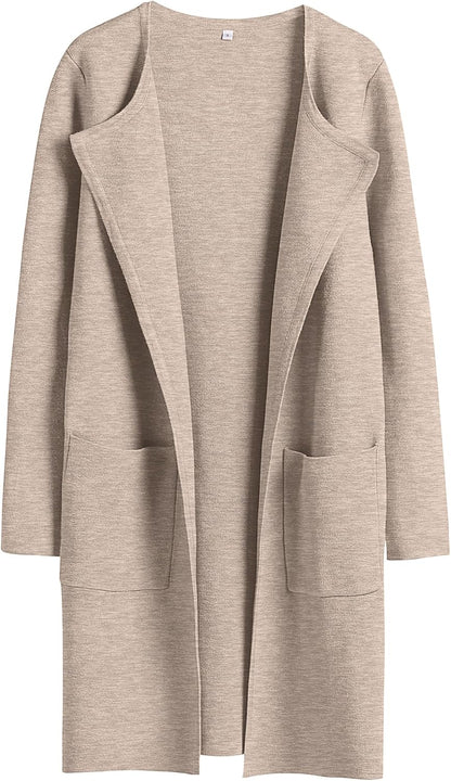 ANRABESS Womens Cardigan Sweater Open Front Knit Long Coatigan Dressy Casual Jacket Coat 2025 Fall Outfits Classy Clothes
