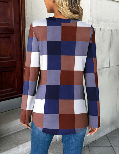 Zeagoo Womens Roll Up Long Sleeve Tops V Neck Shirts Dressy Casual Work Blouses S-2XL