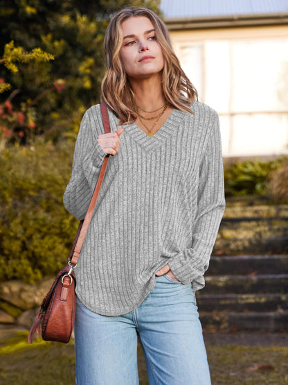 WIHOLL Long Sleeve Shirts for Women V Neck Tops Tunic Fall Winter Sweaters 2025 Clothes