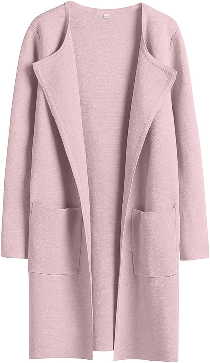 ANRABESS Womens Cardigan Sweater Open Front Knit Long Coatigan Dressy Casual Jacket Coat 2025 Fall Outfits Classy Clothes