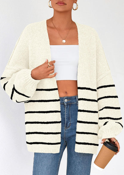 PRETTYGARDEN Womens Oversized Cardigan Sweaters 2025 Fall Long Lantern Sleeve Knit Open Front Lightweight Sweater