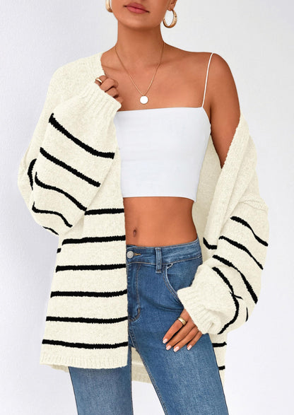 PRETTYGARDEN Womens Oversized Cardigan Sweaters 2025 Fall Long Lantern Sleeve Knit Open Front Lightweight Sweater