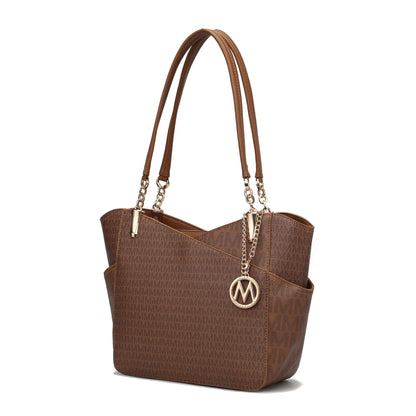 MKF Collection Signature Tote Bag for Women, Shoulder bag Vegan Leather Top-Handle Handbag Purse