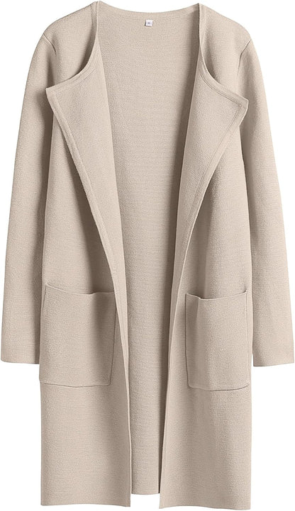 ANRABESS Womens Cardigan Sweater Open Front Knit Long Coatigan Dressy Casual Jacket Coat 2025 Fall Outfits Classy Clothes