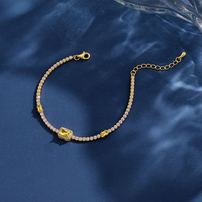 Pure Silver Women's Tennis Bracelets, Sterling Silver Birthstone Link Bracelets for Women, Perfect Gifts for Mom Girlfriend Wife Daughter