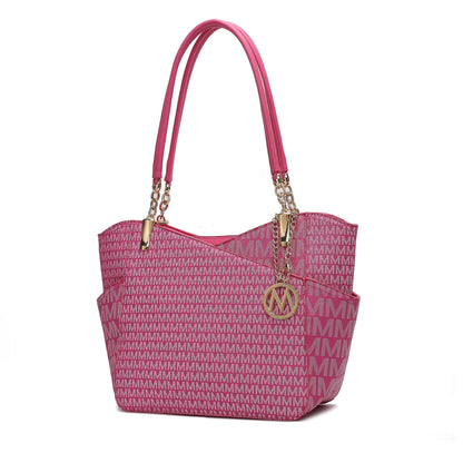 MKF Collection Signature Tote Bag for Women, Shoulder bag Vegan Leather Top-Handle Handbag Purse
