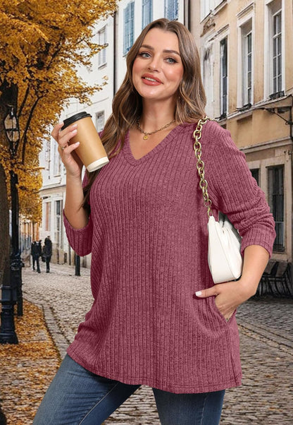 WIHOLL Womens Tops Fall Fahion 2025 Long Sleeve Shirts Casual Lightweight Tunic Sweaters Fashion Winter Clothing