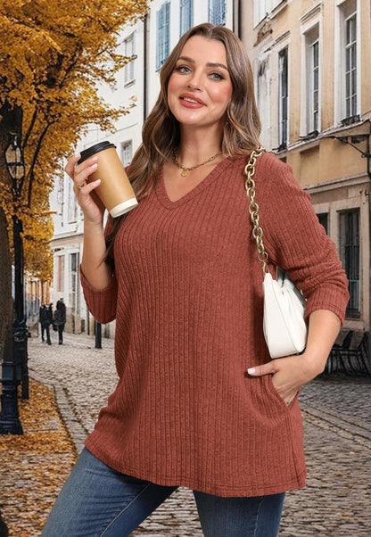 WIHOLL Womens Tops Fall Fahion 2025 Long Sleeve Shirts Casual Lightweight Tunic Sweaters Fashion Winter Clothing