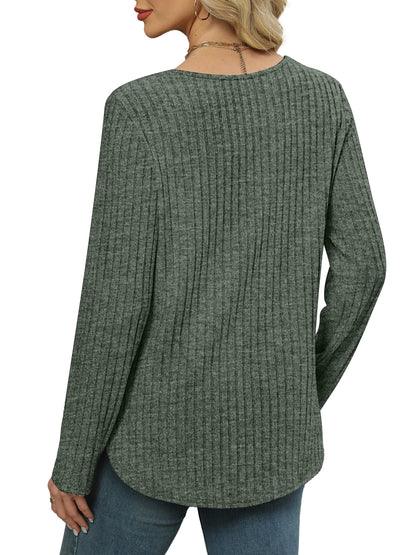 WIHOLL Long Sleeve Shirts for Women V Neck Tops Tunic Fall Winter Sweaters 2025 Clothes