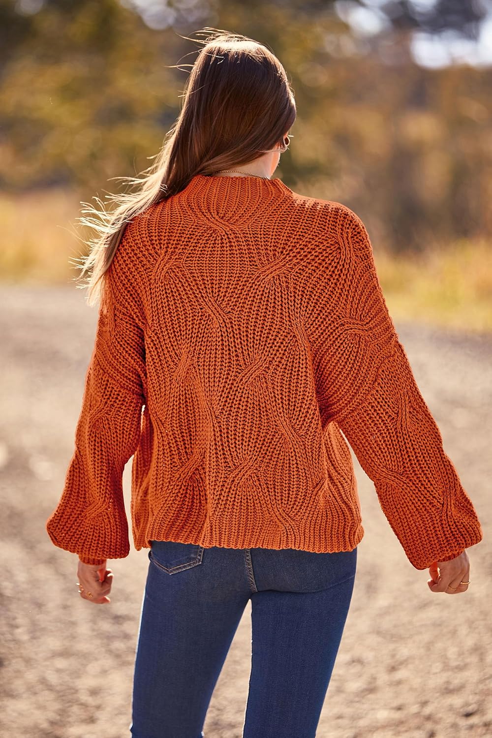 PRETTYGARDEN Women's Fall Oversized Pullover Sweaters Casual Crewneck Long Sleeve Chunky Cable Knit Blouse Top