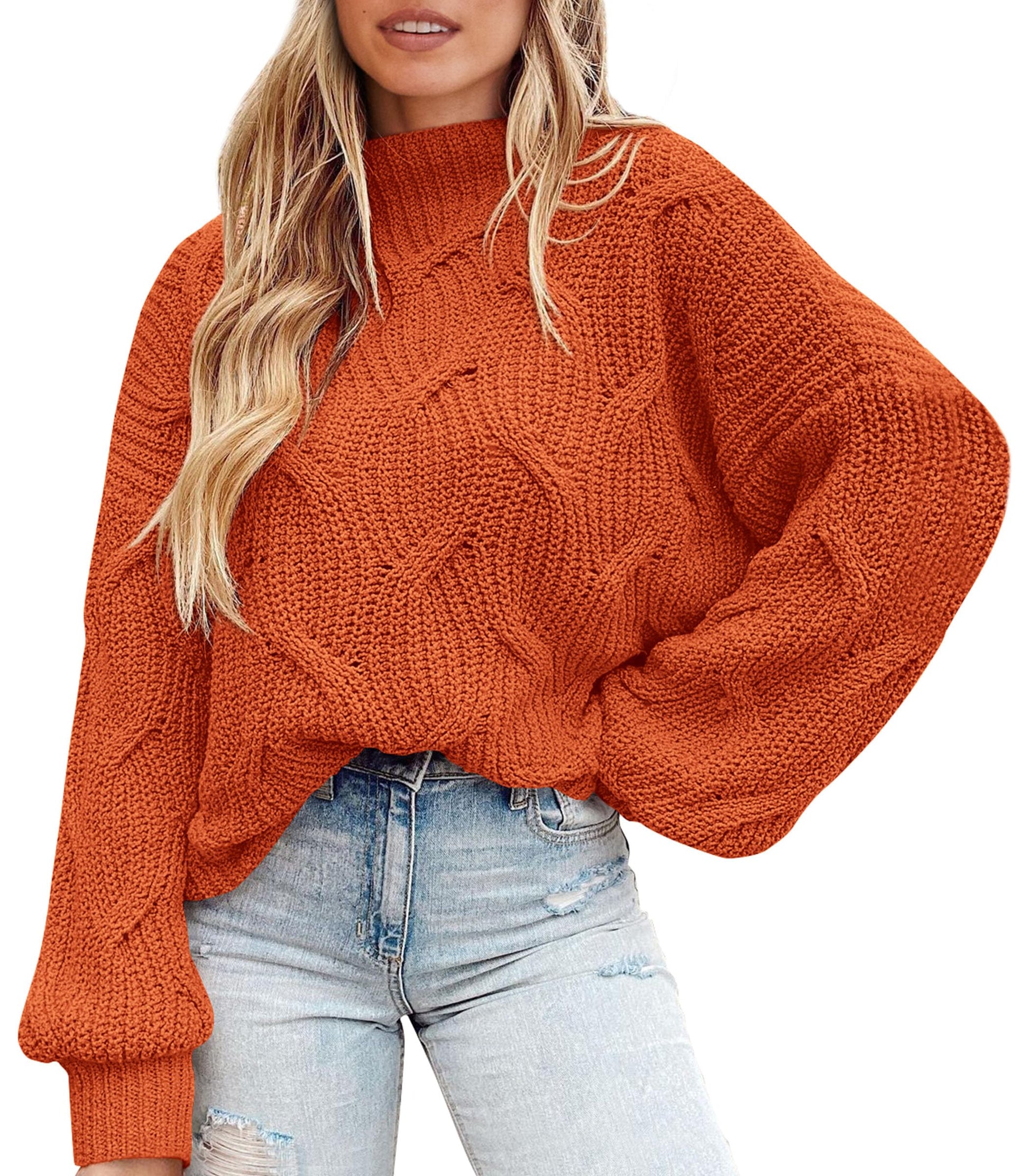 PRETTYGARDEN Women's Fall Oversized Pullover Sweaters Casual Crewneck Long Sleeve Chunky Cable Knit Blouse Top