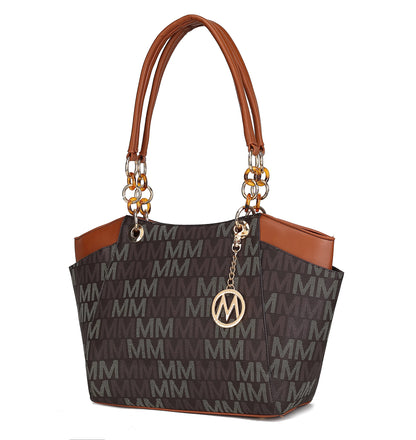 MKF Collection Signature Tote Bag for Women, Shoulder bag Vegan Leather Top-Handle Handbag Purse