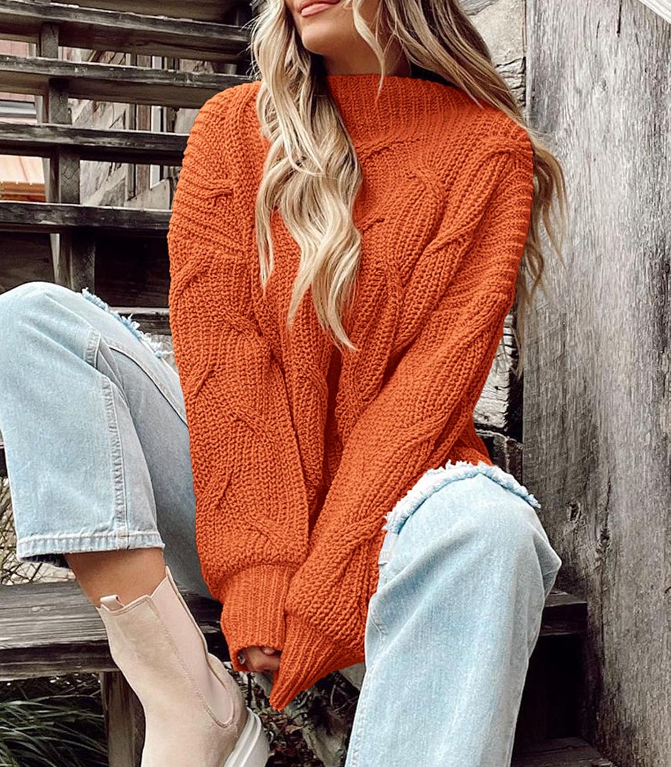 PRETTYGARDEN Women's Fall Oversized Pullover Sweaters Casual Crewneck Long Sleeve Chunky Cable Knit Blouse Top