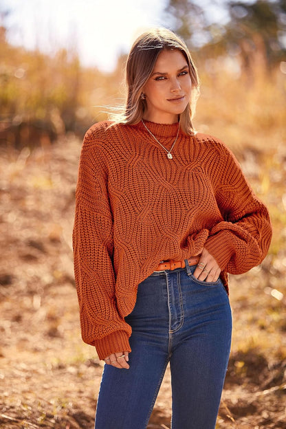 PRETTYGARDEN Women's Fall Oversized Pullover Sweaters Casual Crewneck Long Sleeve Chunky Cable Knit Blouse Top