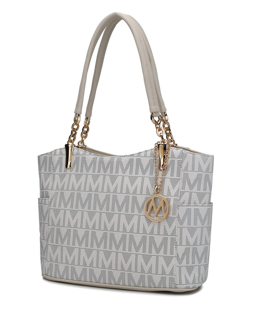 MKF Collection Signature Tote Bag for Women, Shoulder bag Vegan Leather Top-Handle Handbag Purse
